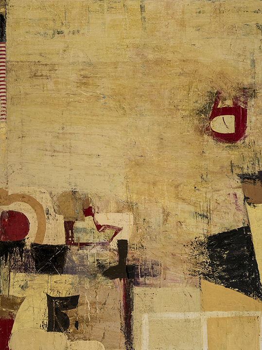 "Threshold: forced; decoded" by Sammy Peters (c) - 48"h x 36"w - oil, wax, mixed media on canvas