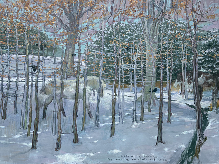 "Horse Follows Crow" by Mark Blaney (c) - 36"h x 48"w - oil on canvas
