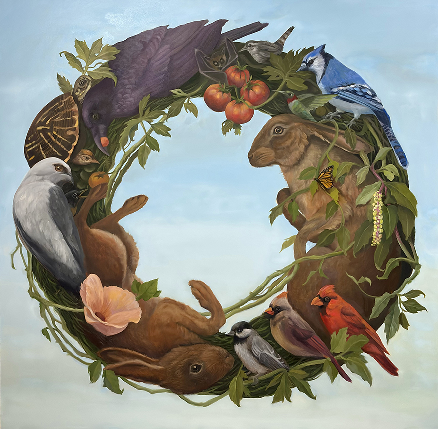 "InItTogether" by Kathryn Sixbey (c) - 48"h x 48"w - oil on canvas