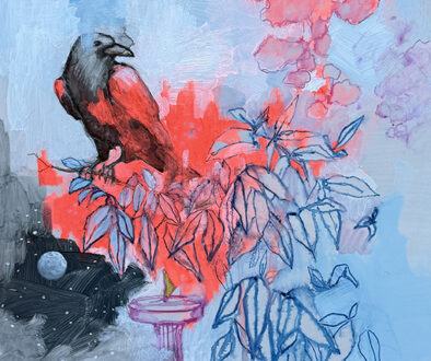 "The Watcher" by Laura Raborn (c) - 14"h x 11"w - acrylic and colored pencil on Yupo paper