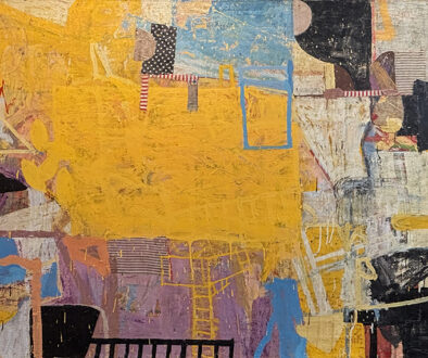 "Displacement: returning; notion" by Sammy Peters (c) - 48"h x 60"w - oil and mixed media on canvas