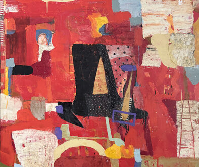 "Fragment: vanishing; persona" by Sammy Peters (c) - oil, wax, resin, collage on canvas